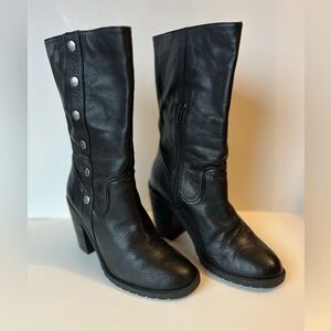 Me Too Black Leather Snap 9" Shaft Fashion Boots Womens Size 8.5 M